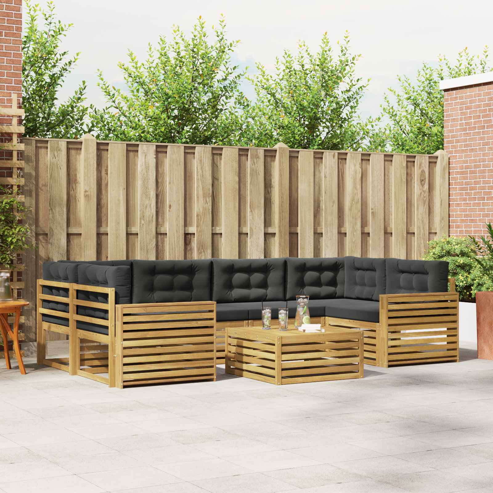 Buiten bankenset 7 pcs Wit en antracietkleurig – afbeelding 1