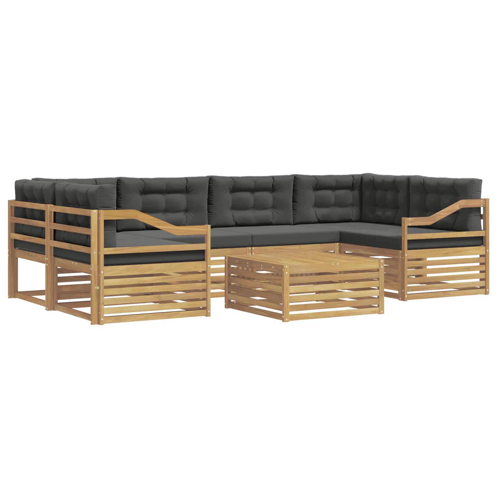 vidaXL Buiten bankenset 7 st 6-zits Wit en antracietkleurig Polyester, foto 3