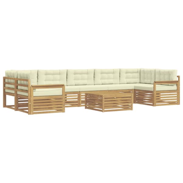 vidaXL V&auml;li diivanikomplekt 8 tk Valge ja kreemjas Tugev akatsiapuu