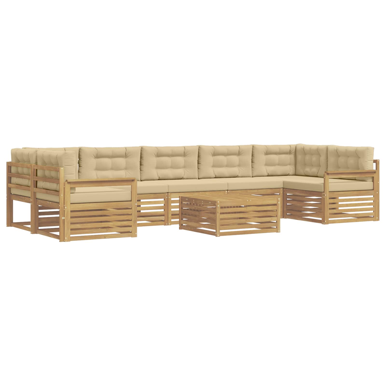 Buiten bankenset 8 pcs Wit en Beige Massief Acaciahout image 2