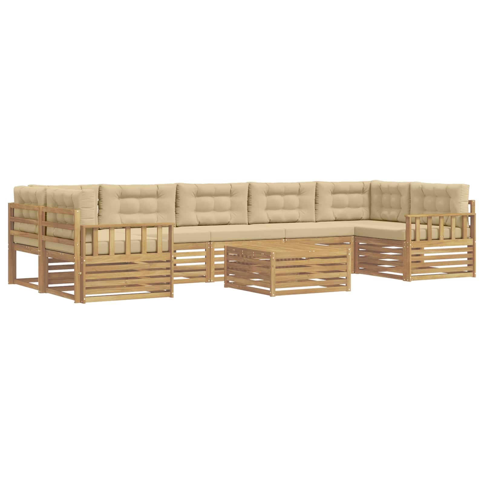 Buiten bankenset 8 pcs Wit en Beige Massief Acaciahout image 2