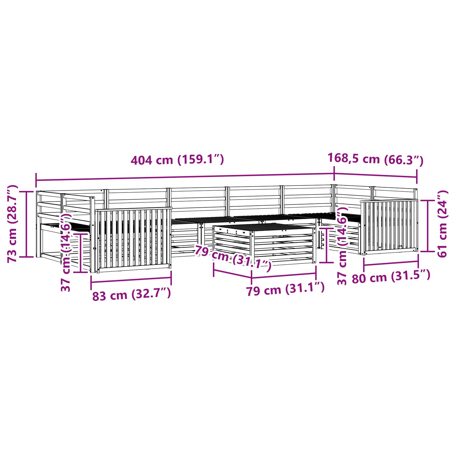 Zunanja garnitura za sedenje 8 pcs Bela in krem - slika 7