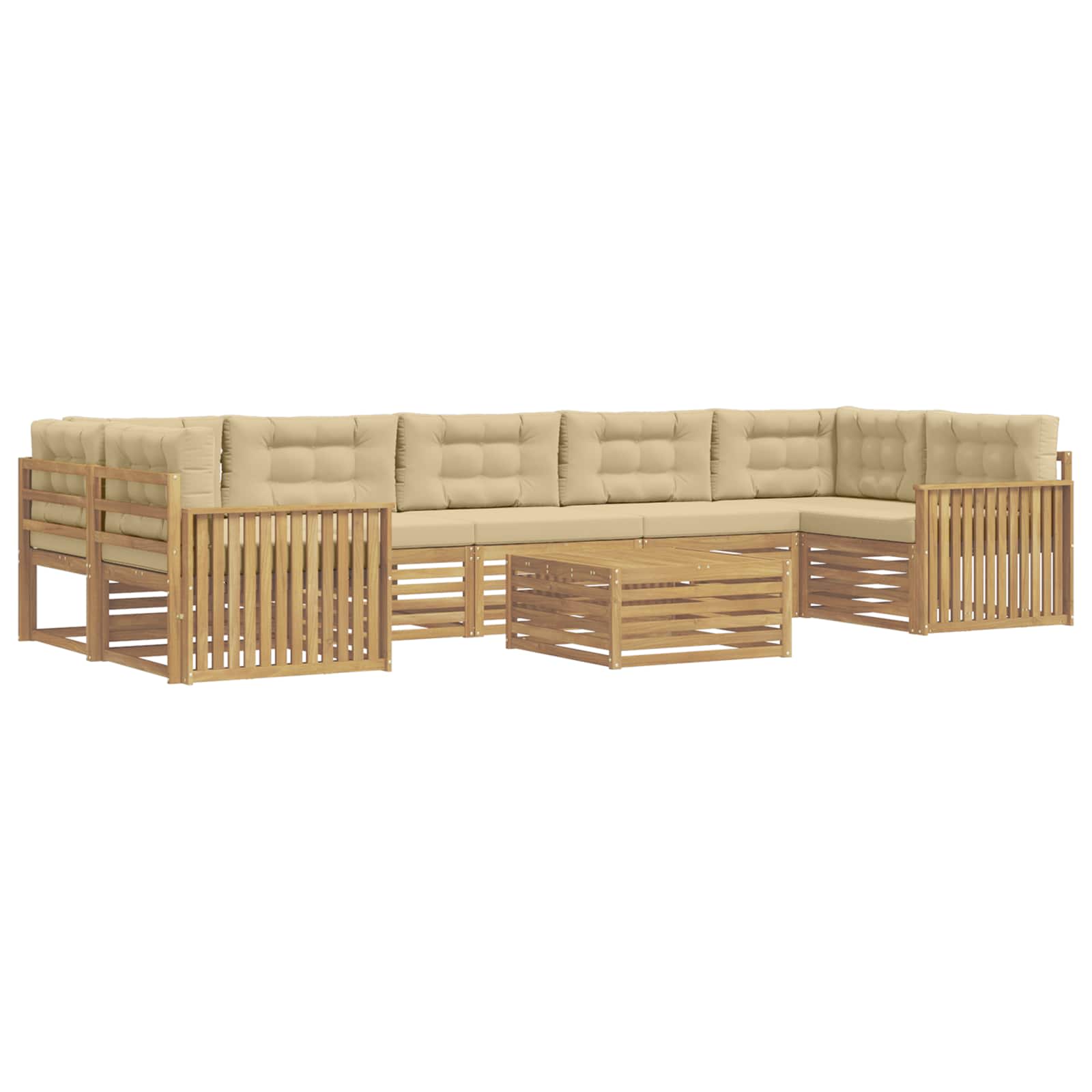 Buiten bankenset 8 pcs Wit en Beige Massief Acaciahout image 2