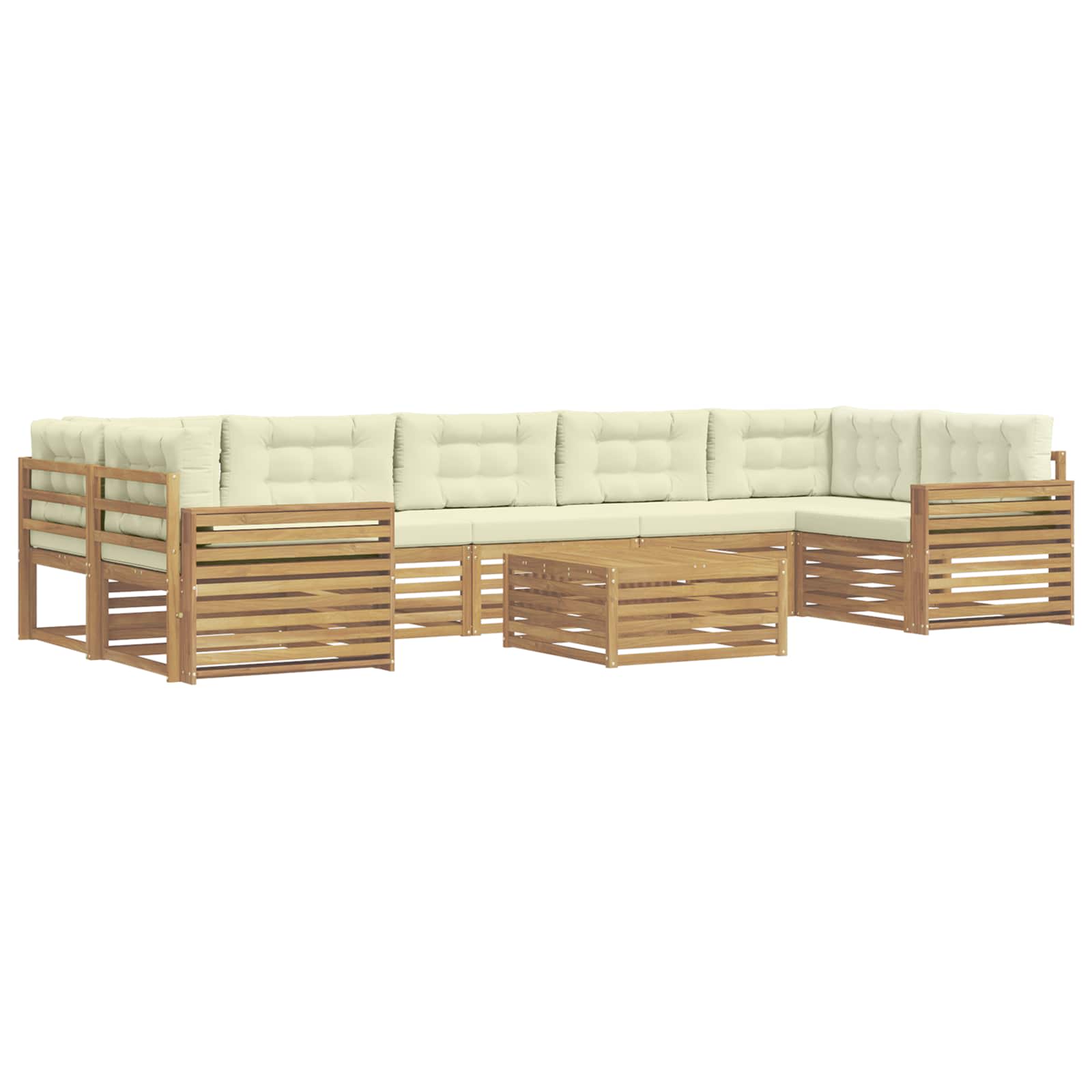 Zunanja garnitura za sedenje 8 pcs Bela in krem - slika 2