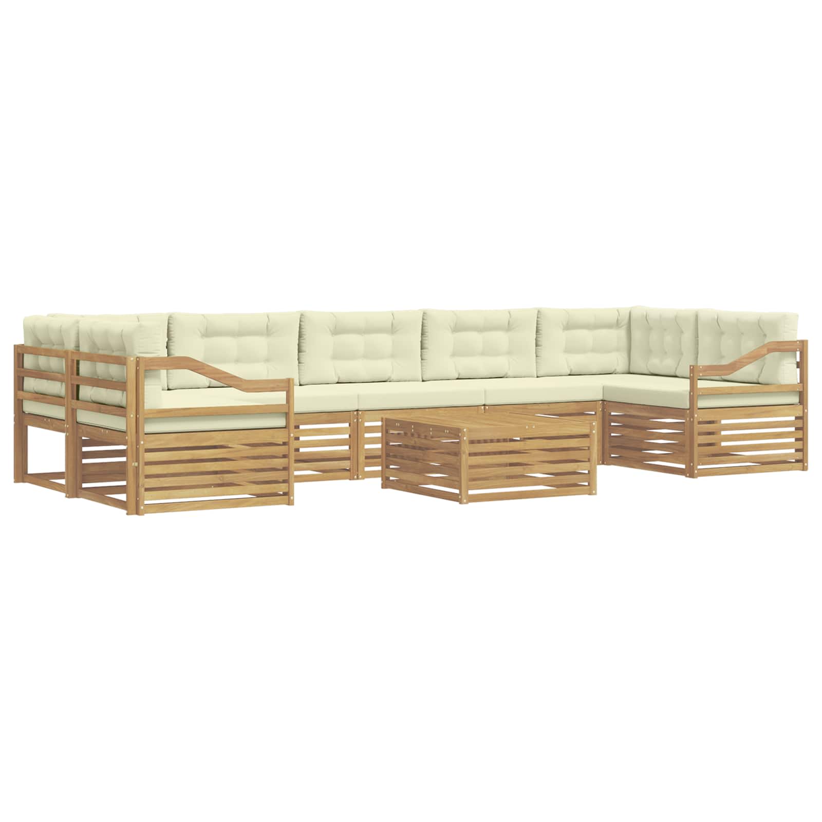 Buiten bankenset 8 pcs Wit en crèmekleurig Massief Acaciahout image 2