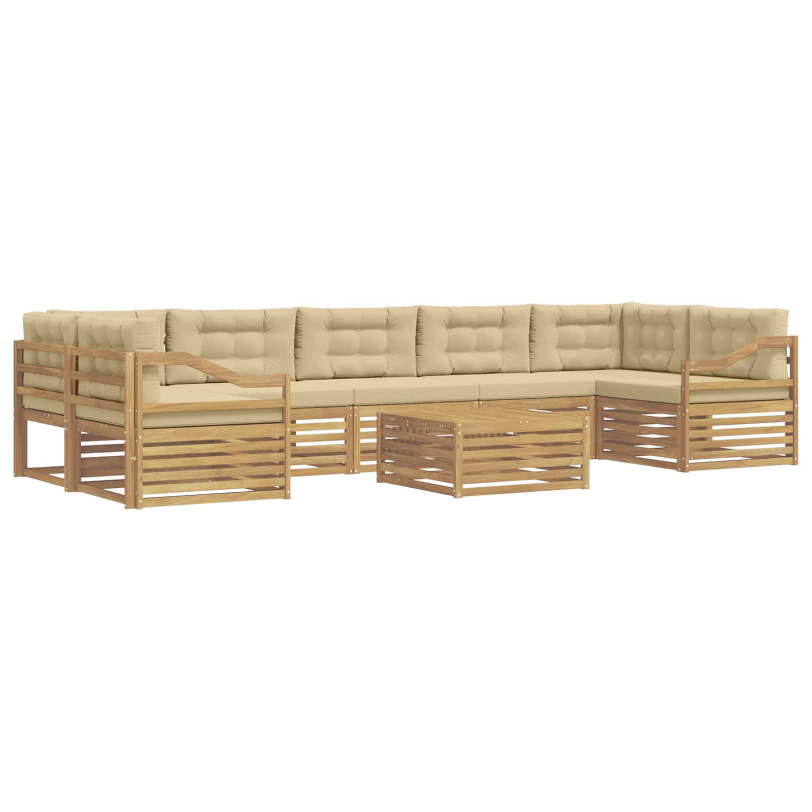 Buiten bankenset 8 pcs Wit en Beige Massief Acaciahout image 2