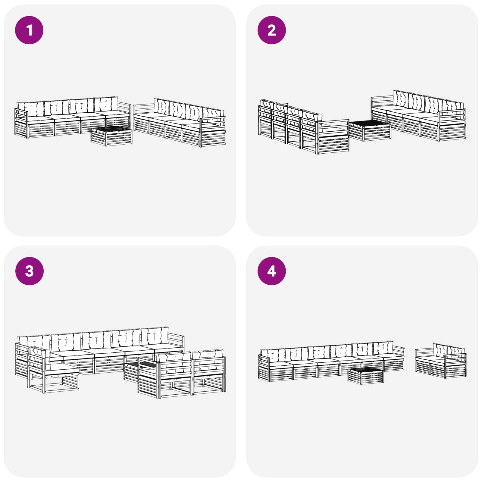Комплект дивани за открито 9 pcs Бяло и Бежово Полиестер – изображение 4