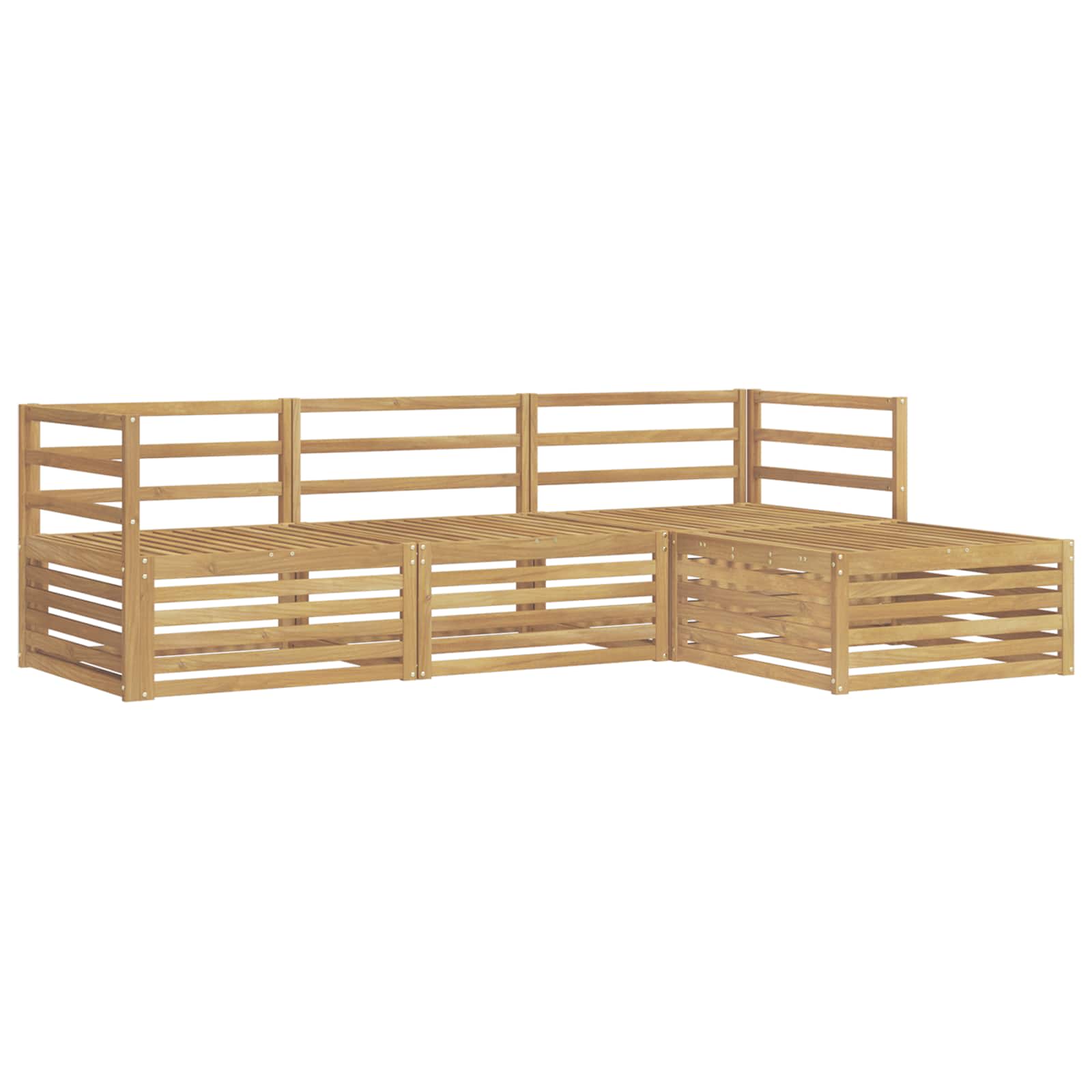 Buiten bankenset 4 pcs Wit Massief Acaciahout image 2