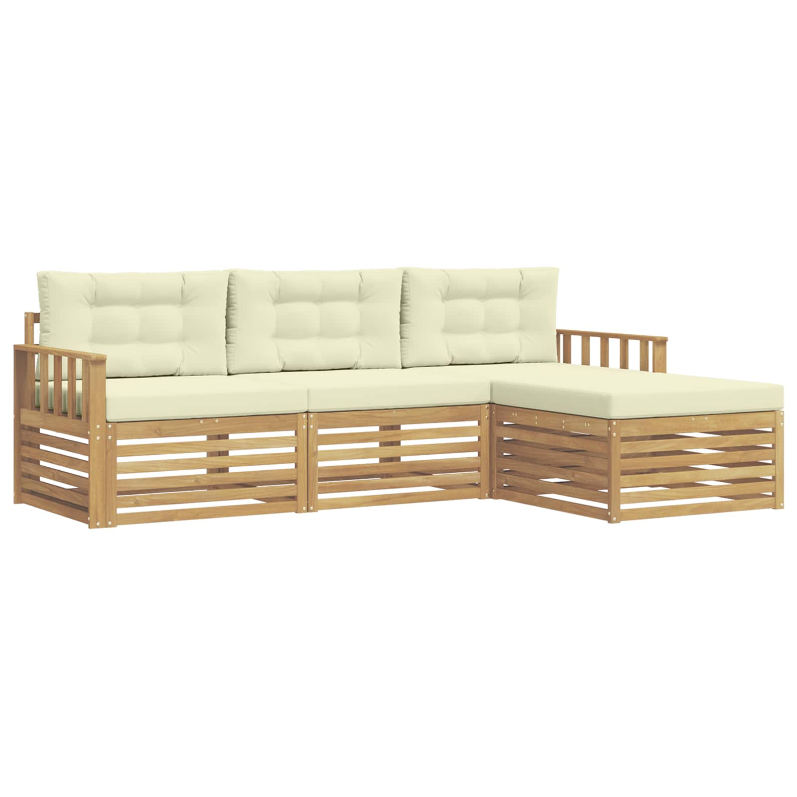 Zunanja garnitura za sedenje 4 pcs Bela in krem Poliester - slika 2