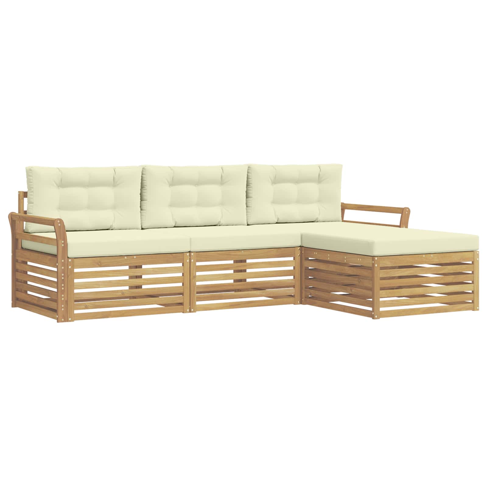 Zunanja garnitura za sedenje 4 pcs Bela in krem - slika 2
