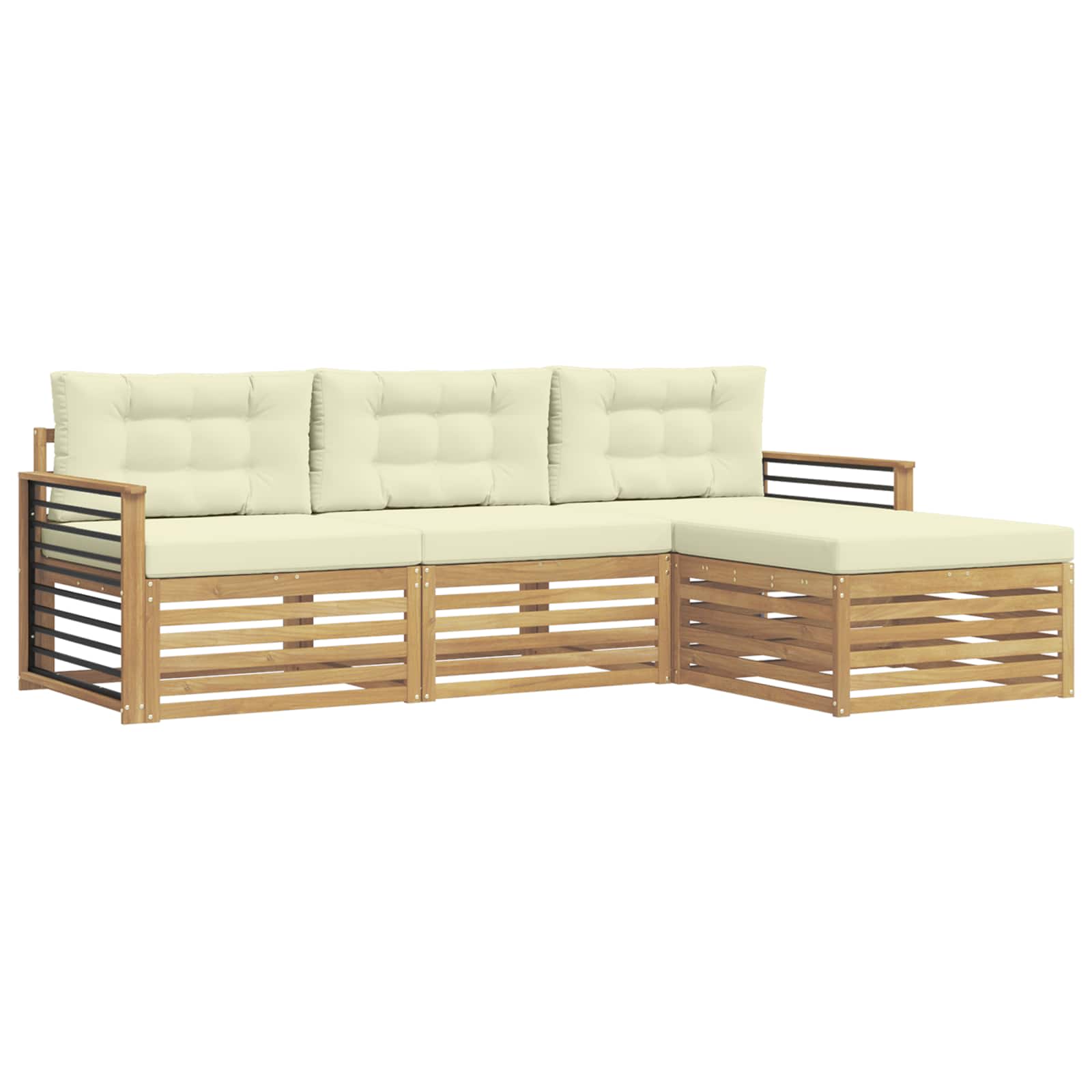 Zunanja garnitura za sedenje 4 pcs Bela in krem Poliester - slika 2