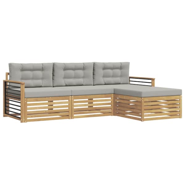 vidaXL V&auml;li diivanikomplekt 4 tk Valge ja helehall Pol&uuml;ester