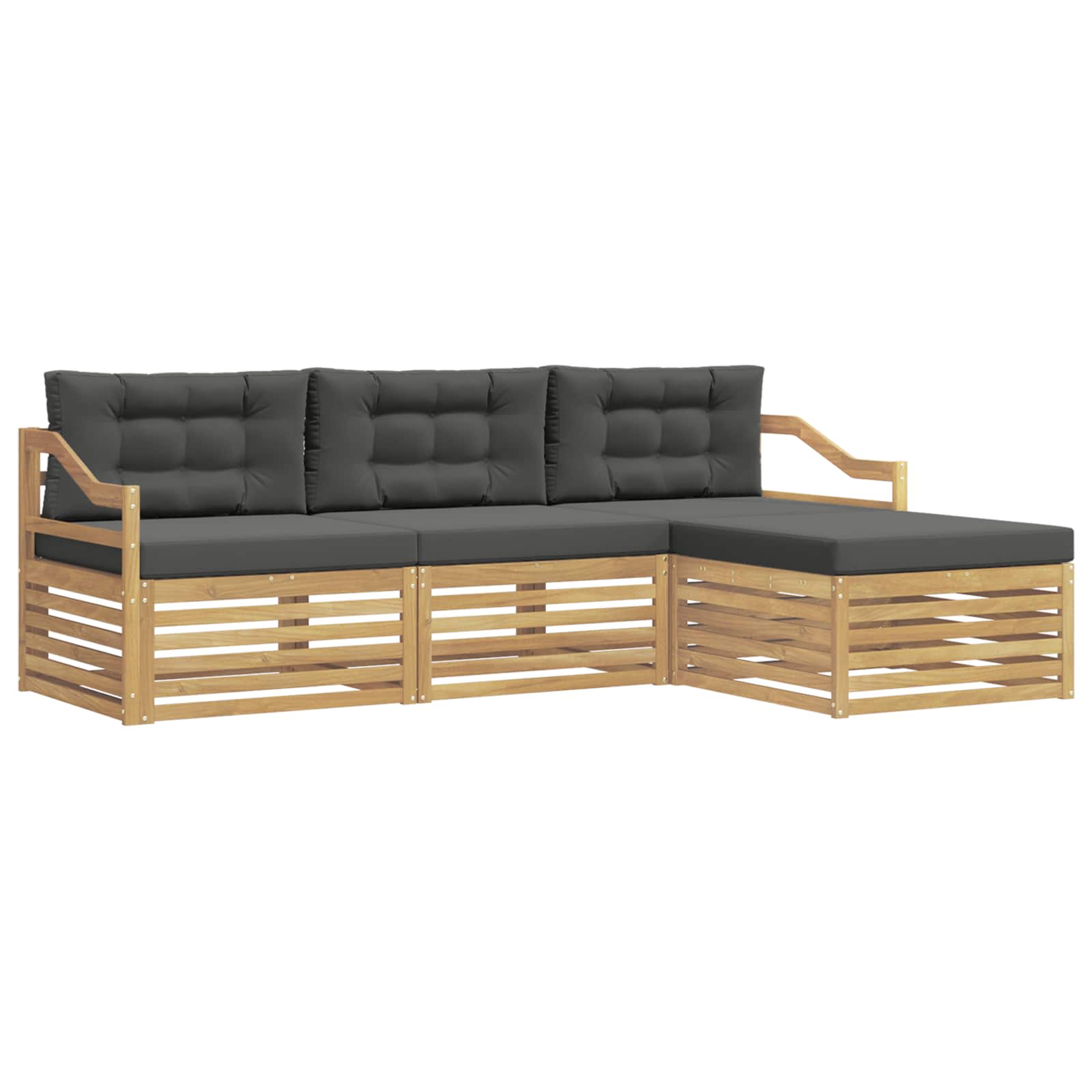 Zunanja garnitura za sedenje 4 pcs Bela in antracit Poliester - slika 2
