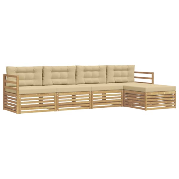vidaXL V&auml;li diivanikomplekt 5 tk Valge ja Beez Pol&uuml;ester