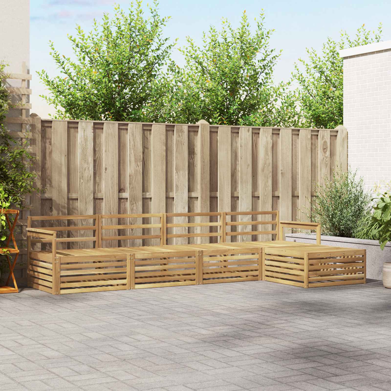 Buiten bankenset 5 pcs Wit Massief Acaciahout image 1