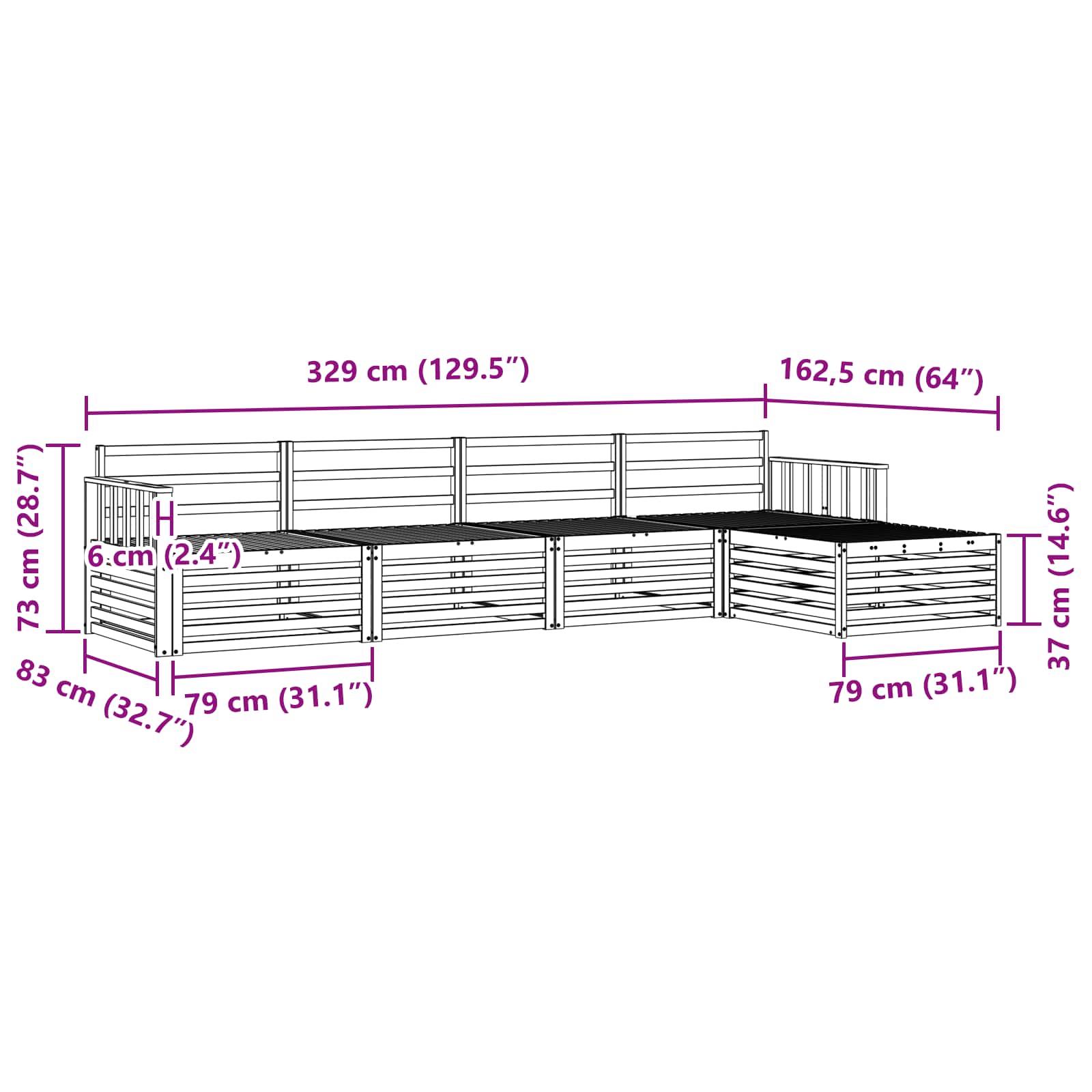 Buiten bankenset 5 pcs Wit Massief Acaciahout image 7