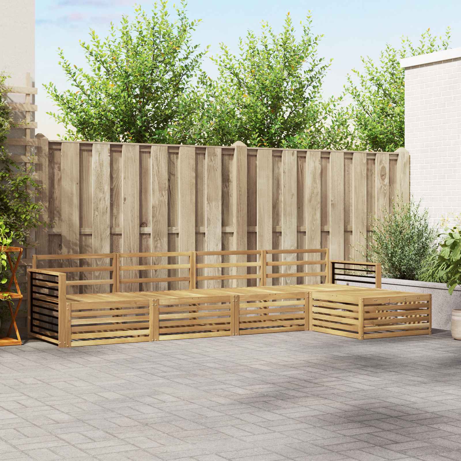 Buiten bankenset 5 pcs Wit Massief Acaciahout image 1