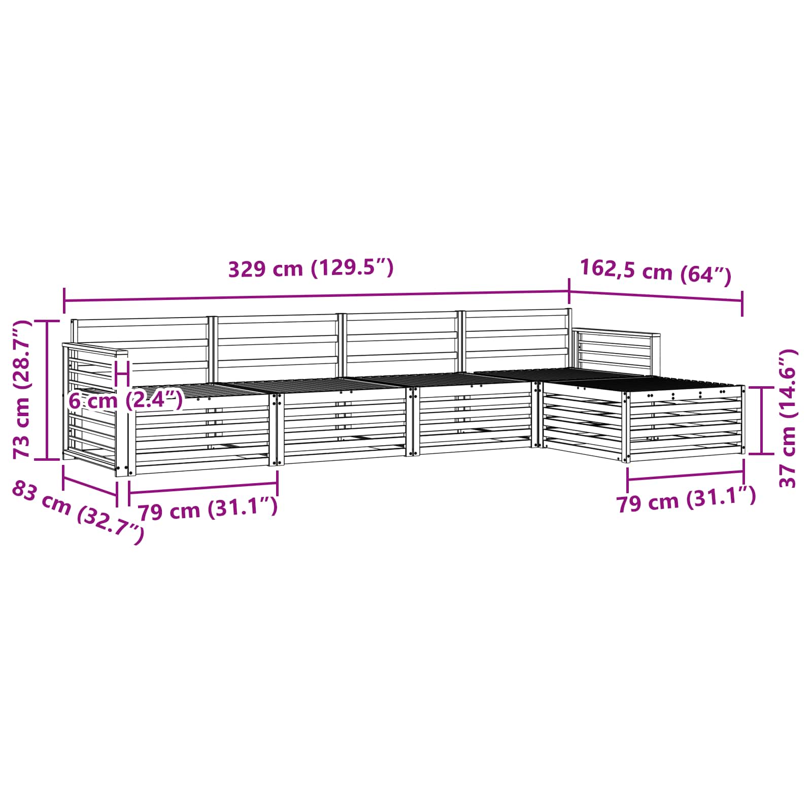 Buiten bankenset 5 pcs Wit Massief Acaciahout image 7