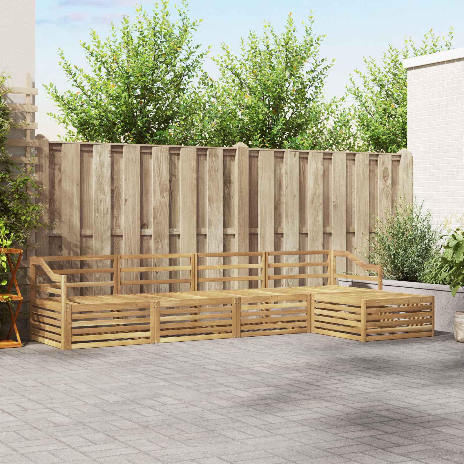 Buiten bankenset 5 pcs Wit Massief Acaciahout image 1
