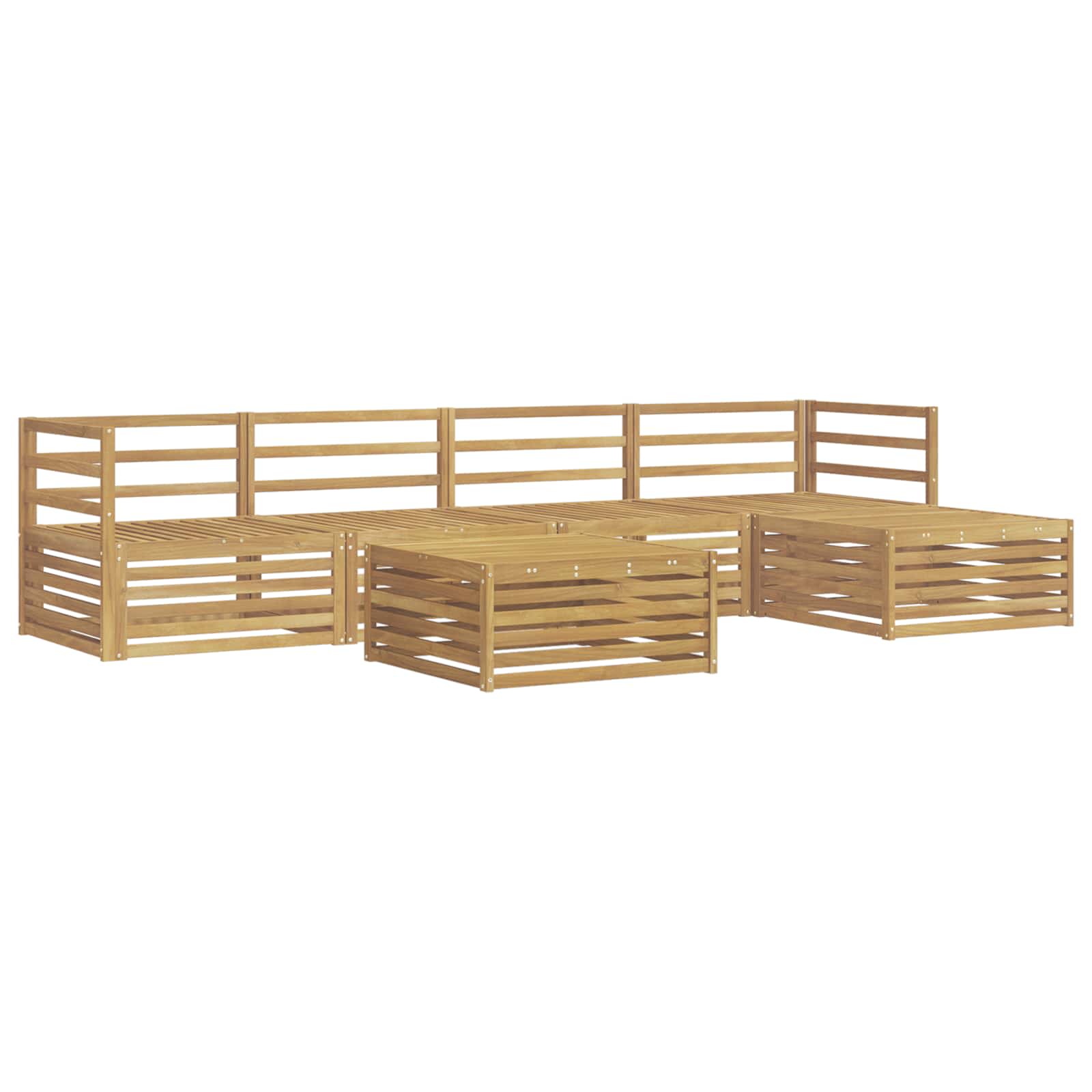 Buiten bankenset 6 pcs Wit 79 x 79 x 37 cm Massief Acaciahout image 2