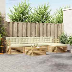 Zunanja garnitura za sedenje 6 pcs Bela in krem 79 x 79 x 37 cm