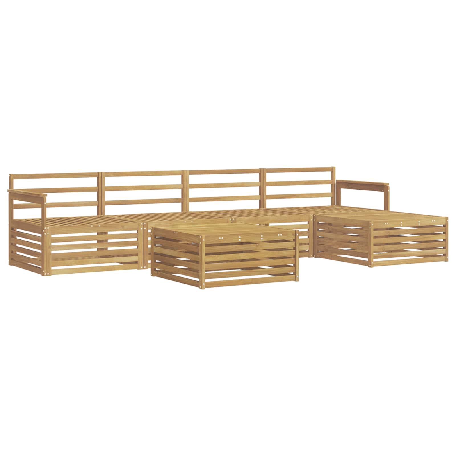 Buiten bankenset 7 pcs Wit Massief Acaciahout image 2
