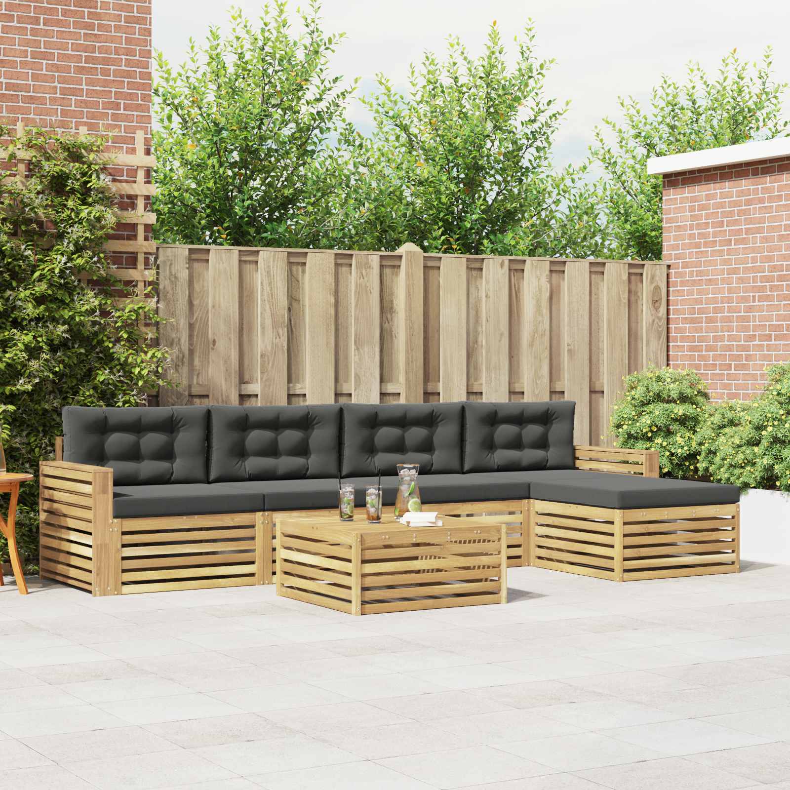 Buiten bankenset 6 pcs Wit en antracietkleurig 79 x 79 x 37 cm – afbeelding 1