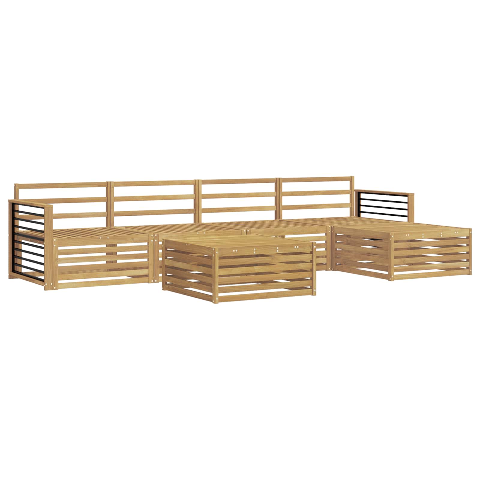 Buiten bankenset 7 pcs Wit Massief Acaciahout image 2
