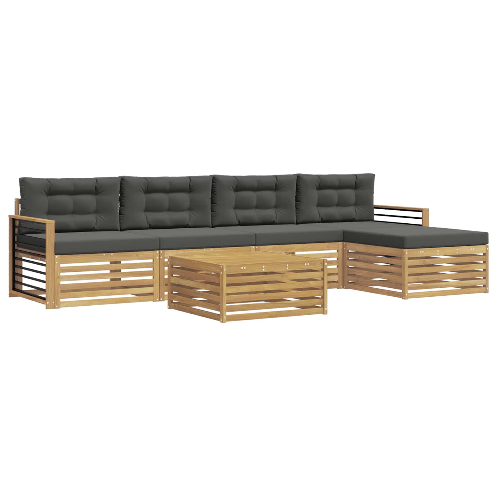 vidaXL Buiten bankenset 6 st 5-zits Wit en antracietkleurig Polyester, foto 3