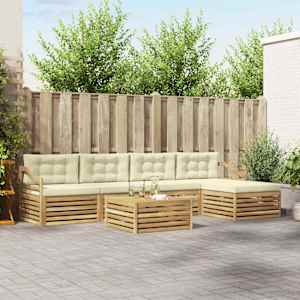 Zunanja garnitura za sedenje 6 pcs Bela in krem 79 x 79 x 37 cm