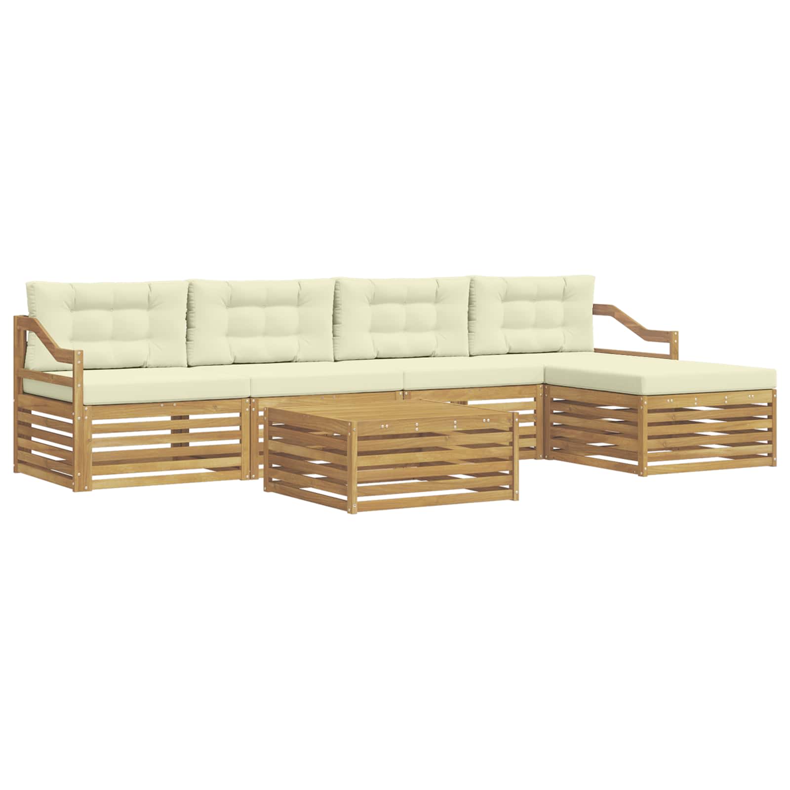 Zunanja garnitura za sedenje 6 pcs Bela in krem 79 x 79 x 37 cm - slika 2