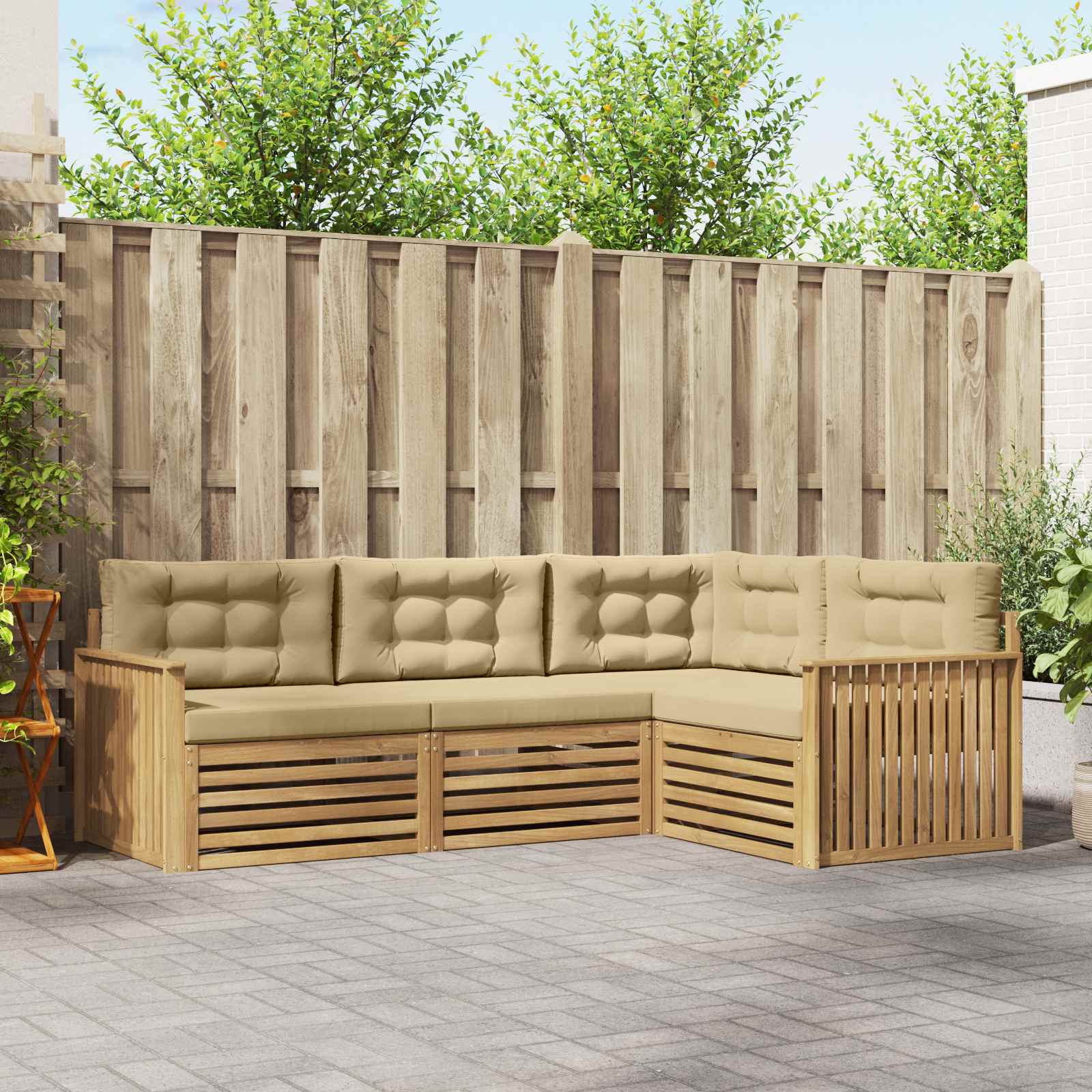 Buiten bankenset 4 pcs Wit en Beige 247,5 x 168,5 x 73 cm – afbeelding 1