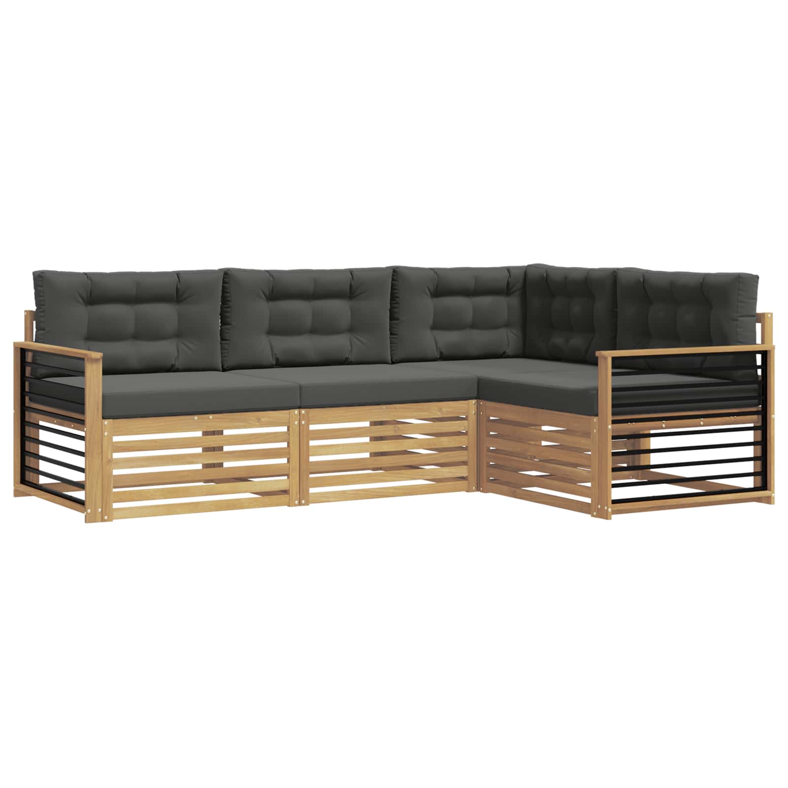vidaXL Buiten bankenset 4 st 4-zits Wit en antracietkleurig Polyester, foto 3