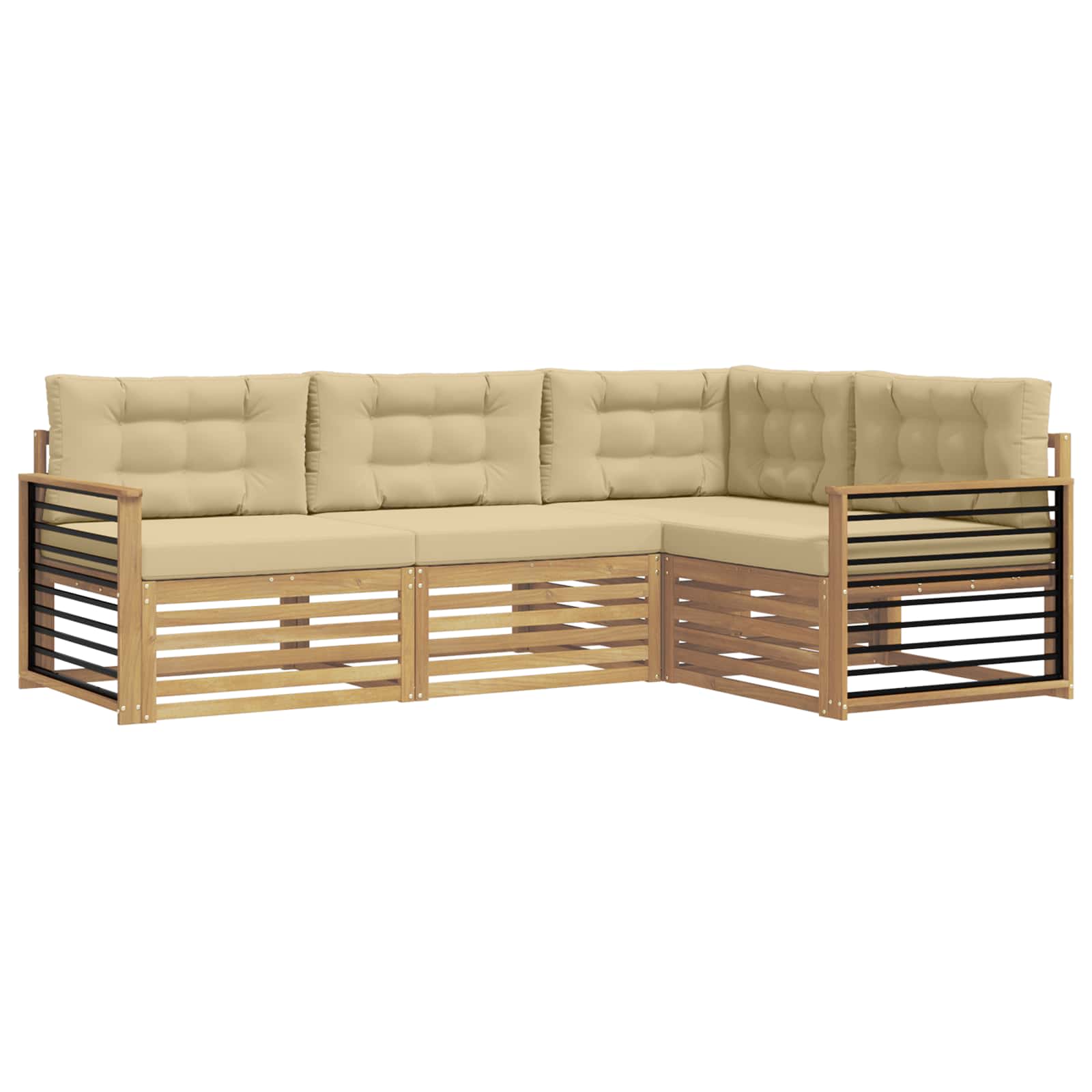 vidaXL Buiten bankenset 4 st 4-zits Wit en Beige Polyester, foto 3