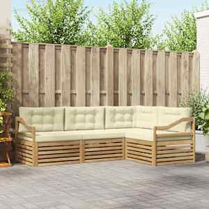 Zunanja garnitura za sedenje 4 pcs Bela in krem