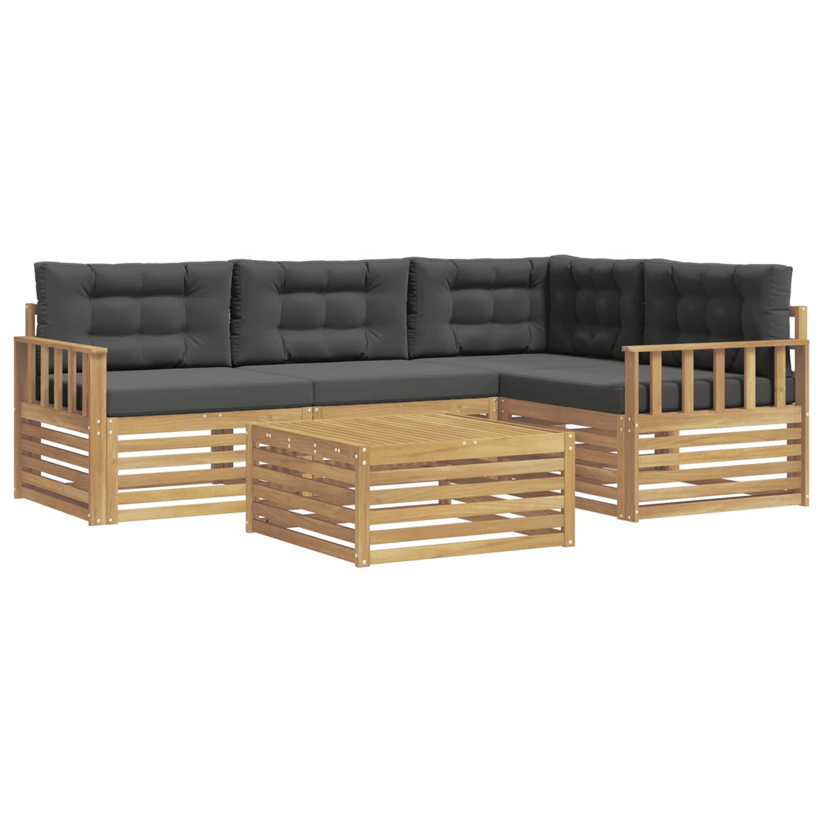 vidaXL Buiten bankenset 5 st 4-zits Wit en antracietkleurig Polyester, foto 3