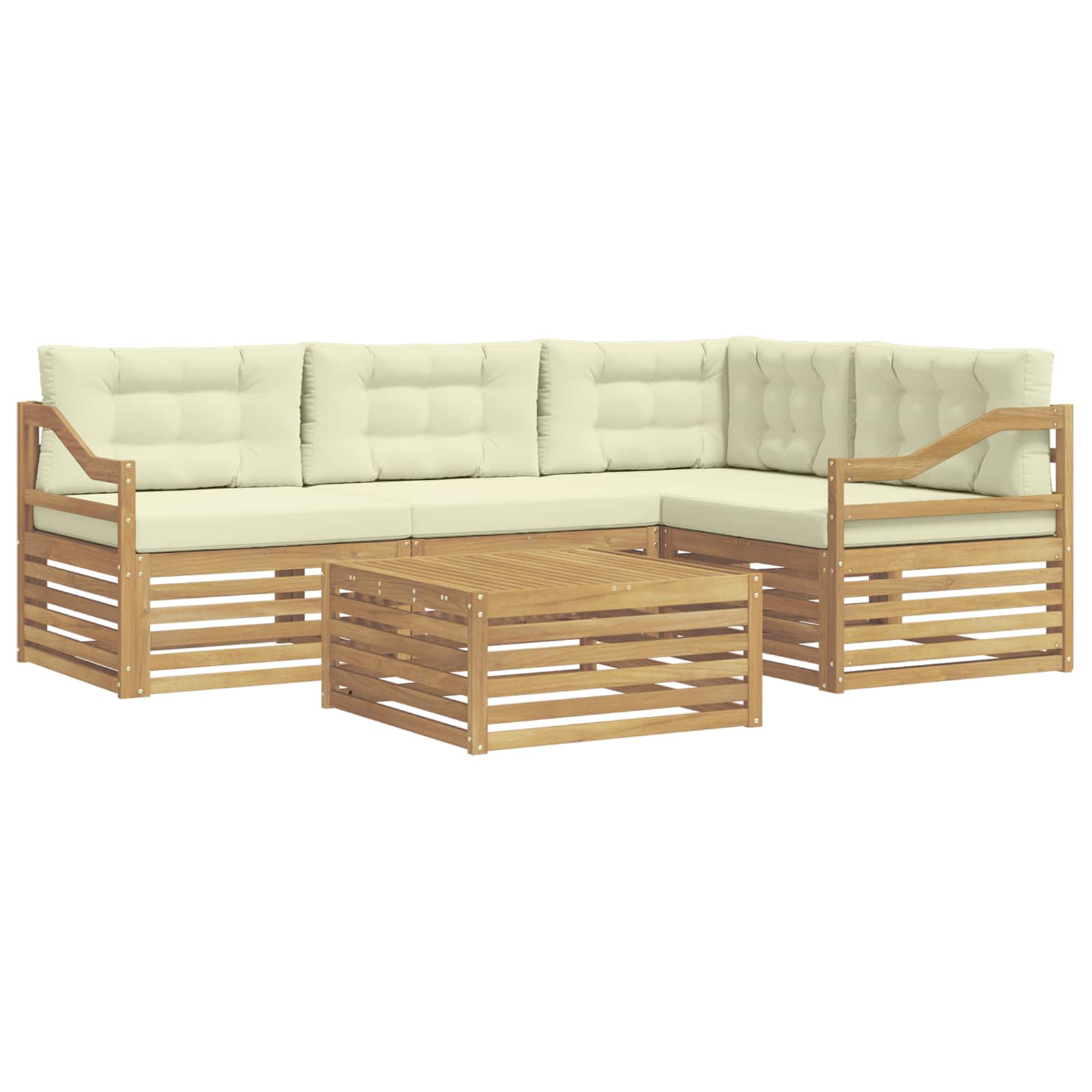 Zunanja garnitura za sedenje 5 pcs Bela in krem Poliester - slika 2