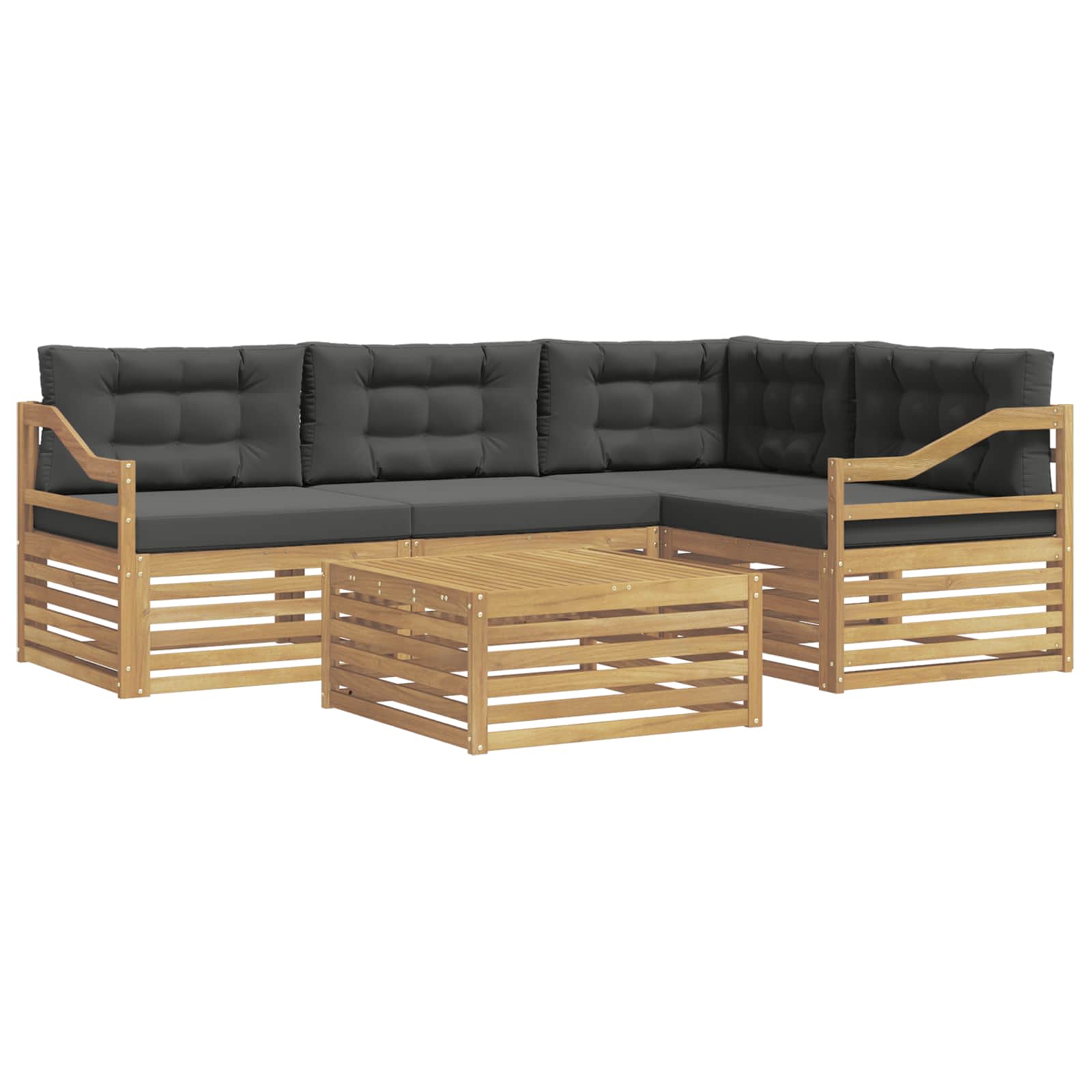 Zunanja garnitura za sedenje 5 pcs Bela in antracit Poliester - slika 2
