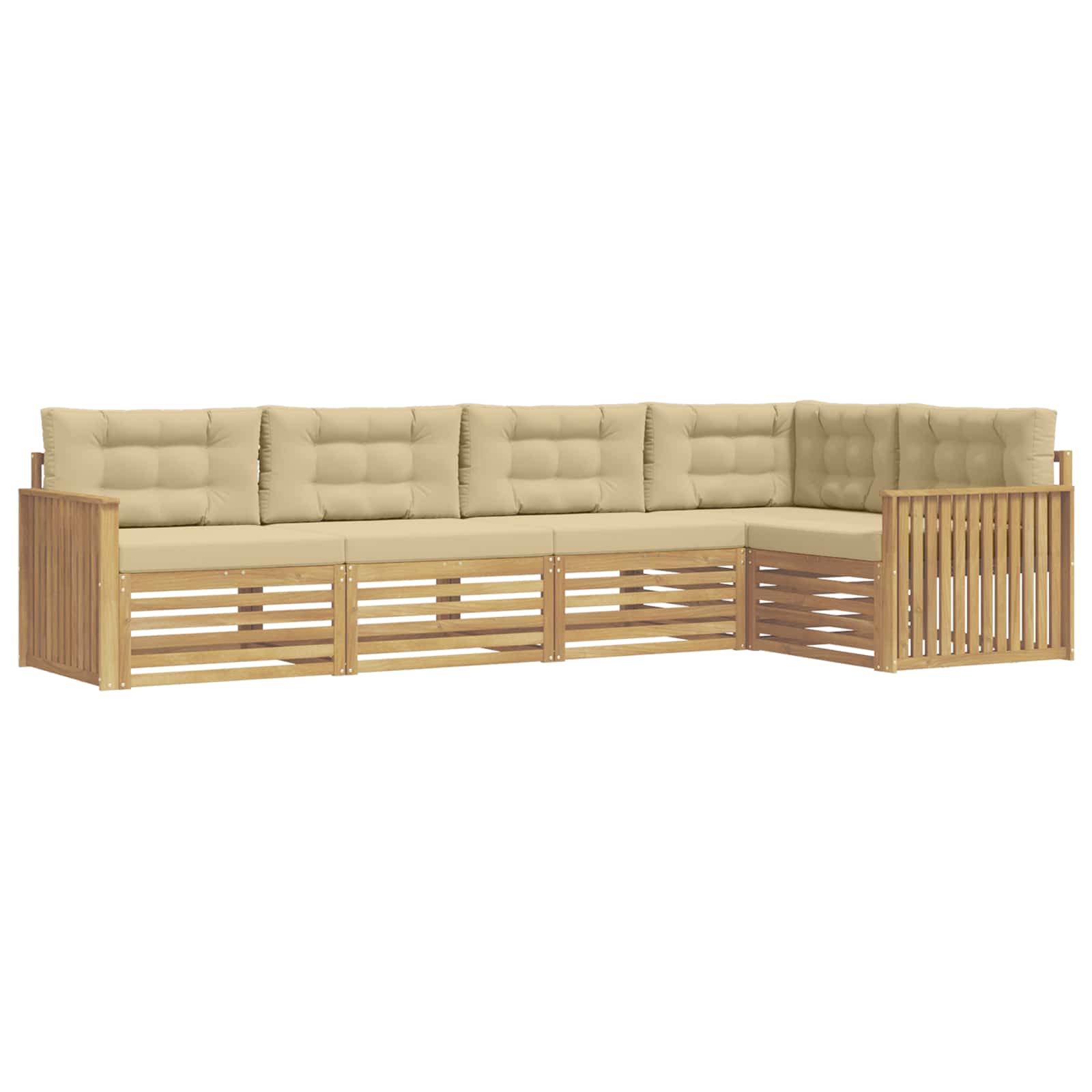 vidaXL Buiten bankenset 5 st 5-zits Wit en Beige Polyester, foto 3