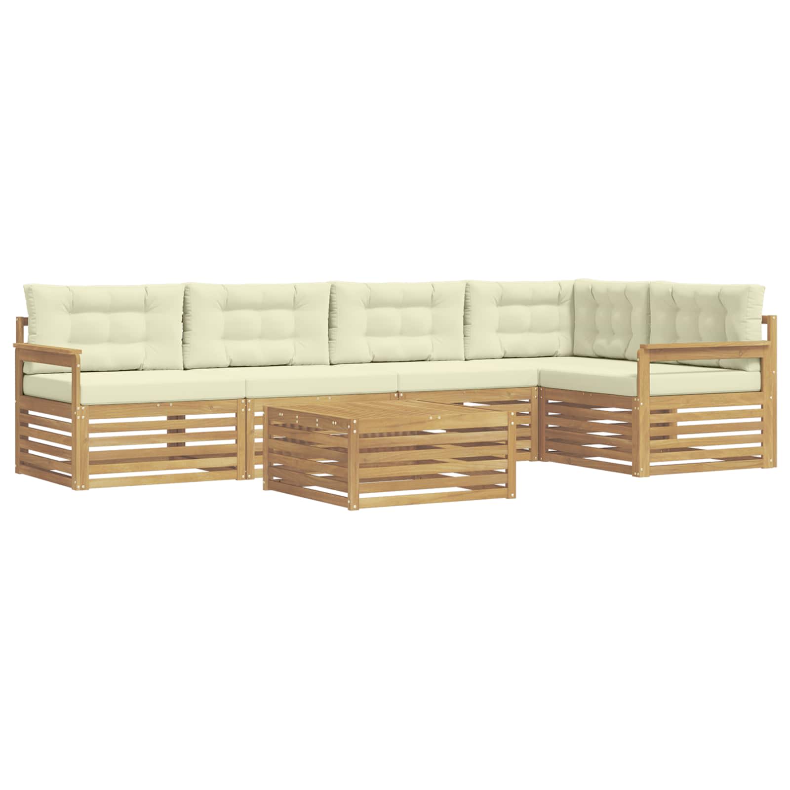 Zunanja garnitura za sedenje 6 pcs Bela in krem Poliester - slika 2