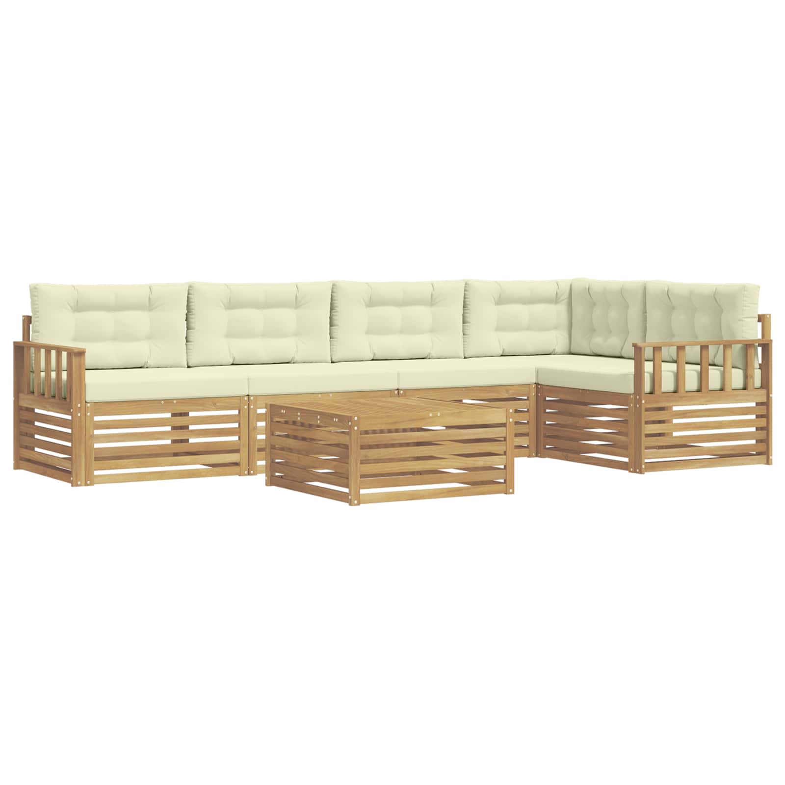 Zunanja garnitura za sedenje 6 pcs Bela in krem Poliester - slika 2