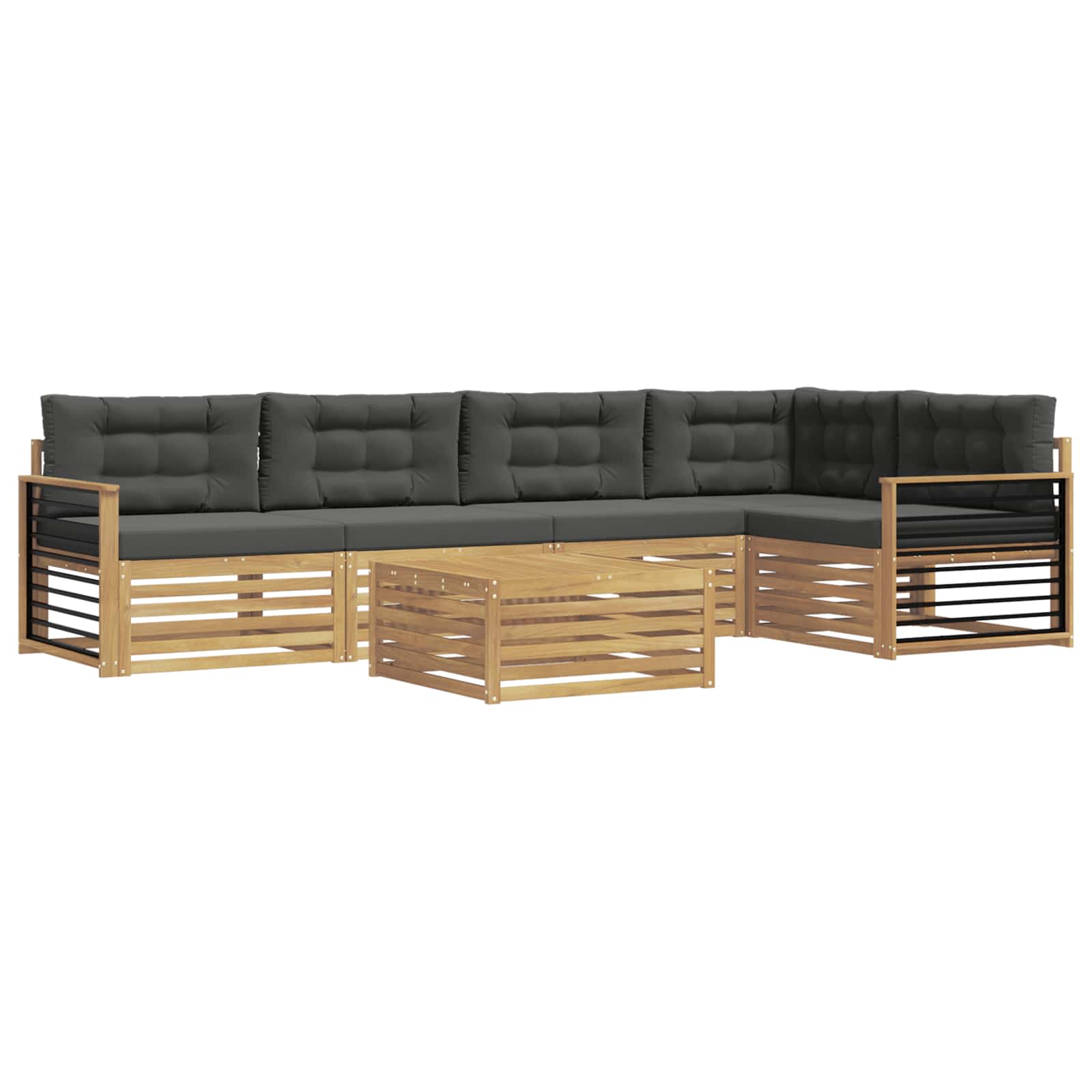 vidaXL Buiten bankenset 6 st 5-zits Wit en antracietkleurig Polyester, foto 3
