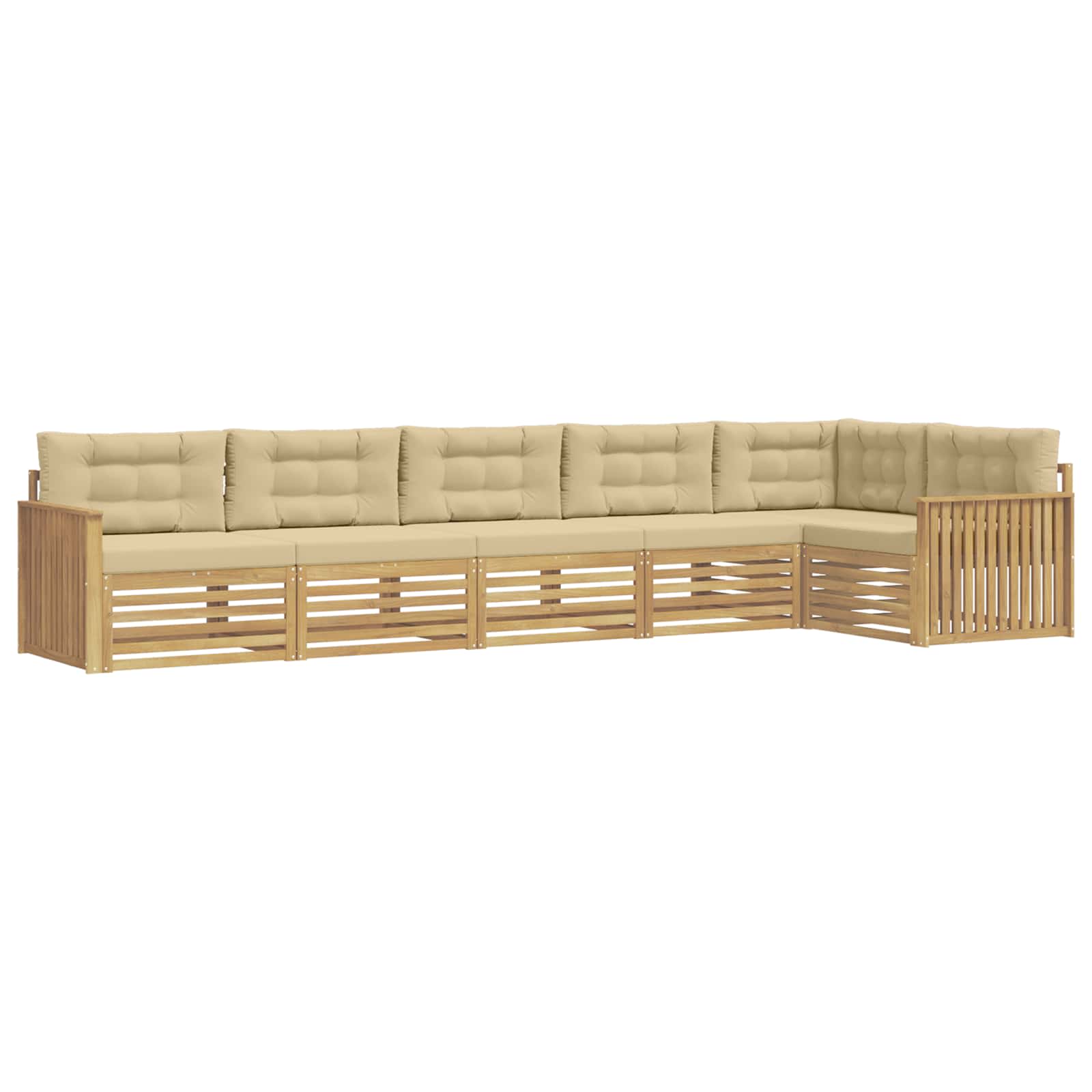 vidaXL Buiten bankenset 6 st 6-zits Wit en Beige Polyester, foto 3