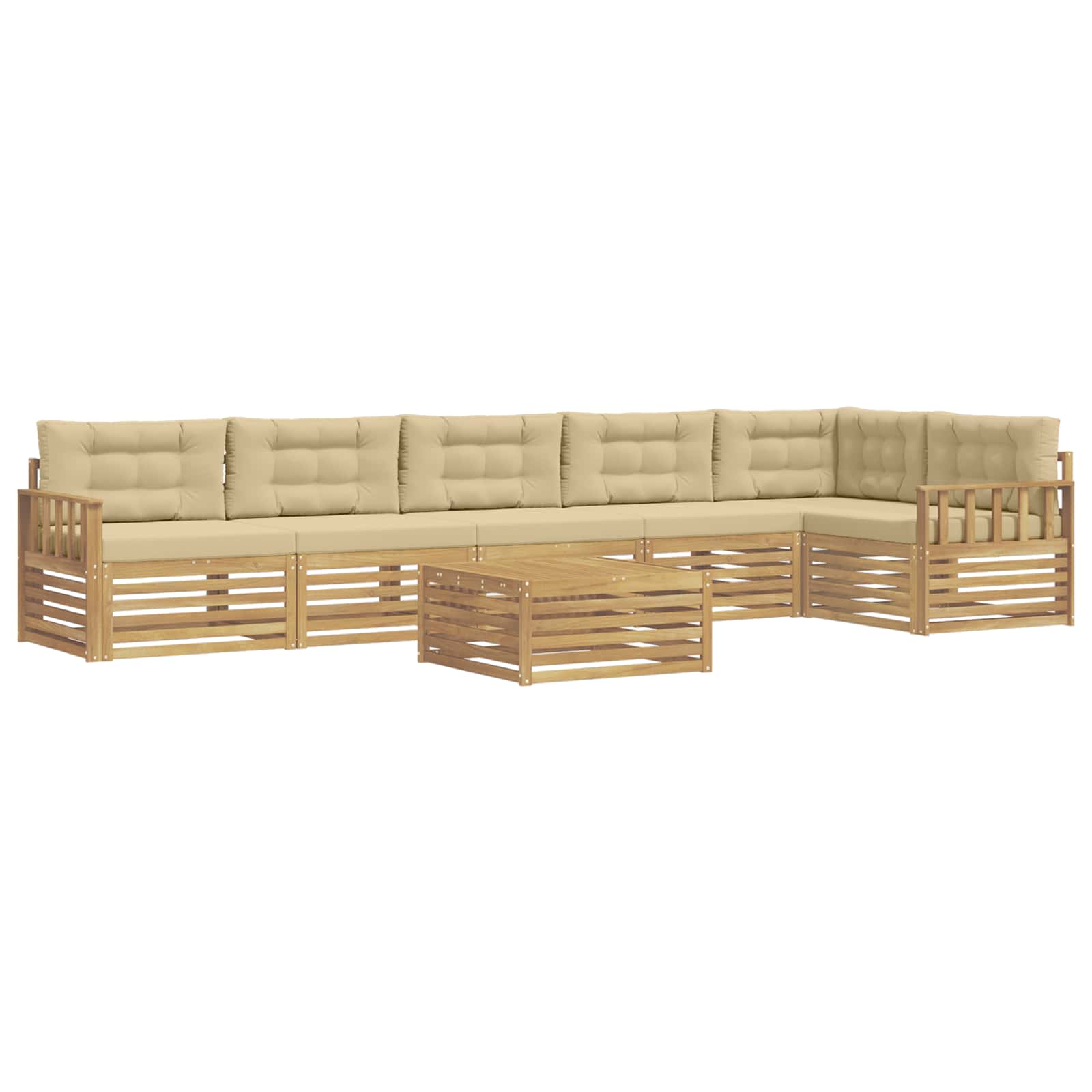 vidaXL Buiten bankenset 7 st 6-zits Wit en Beige, foto 3