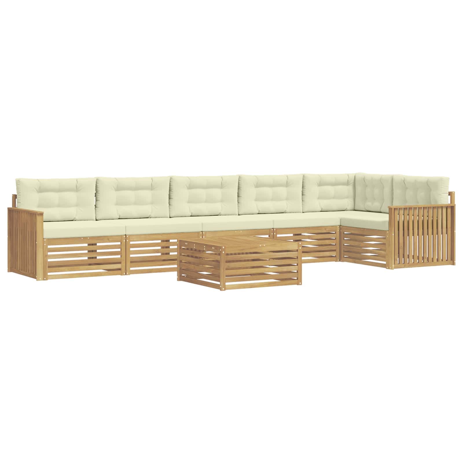 vidaXL Buiten bankenset 7 st 6-zits Wit en crèmekleurig Polyester, foto 3