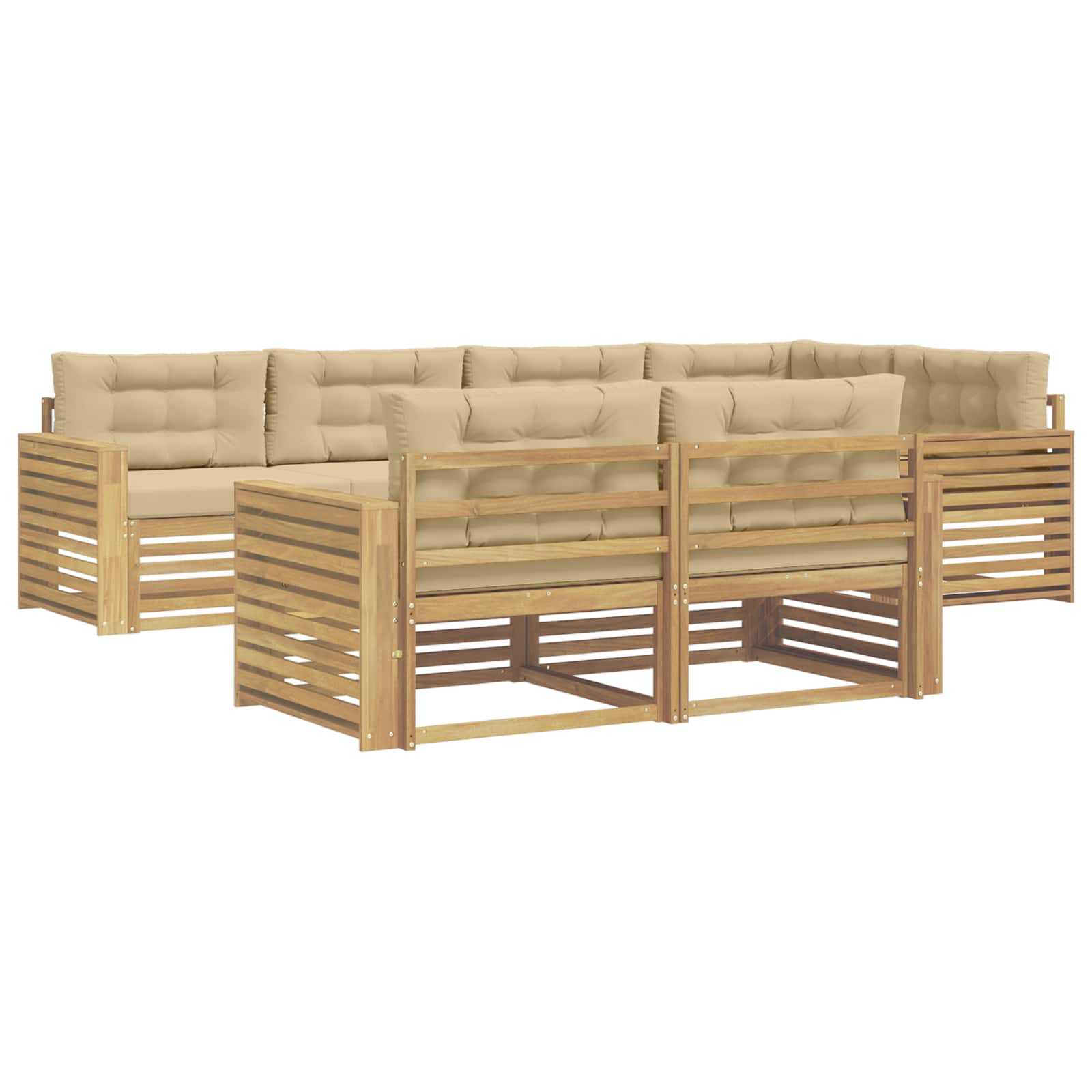 vidaXL Buiten bankenset 7 st 7-zits Wit en Beige Polyester, foto 3