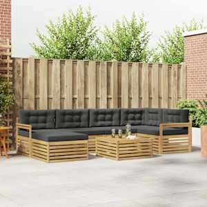 Zunanja garnitura za sedenje z blazino 7 pcs Bela in antracit