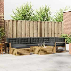 Zunanja garnitura za sedenje z blazino 7 pcs Bela in antracit