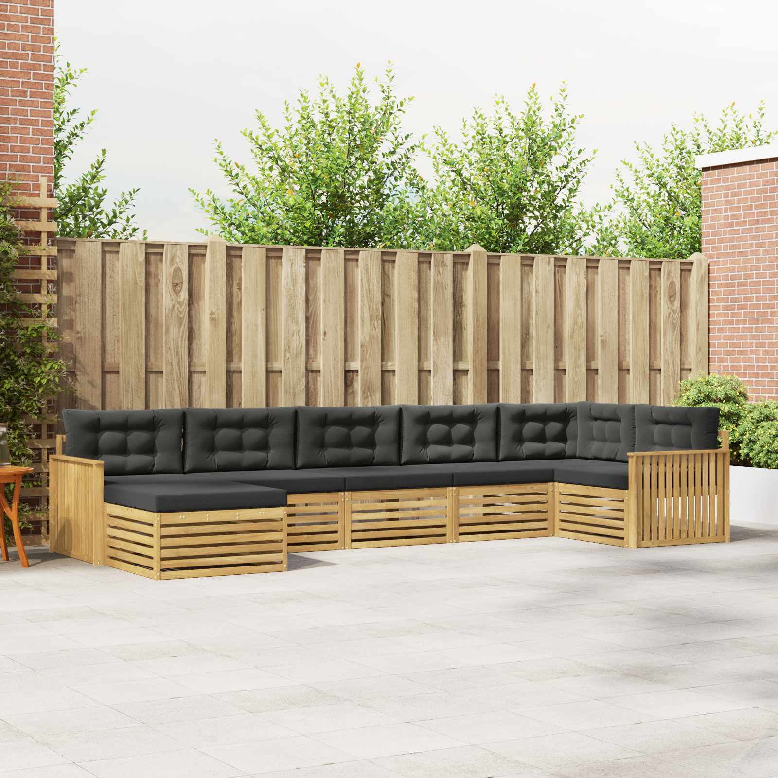 Buiten bankenset met kussen 7 pcs Wit en antracietkleurig – afbeelding 1