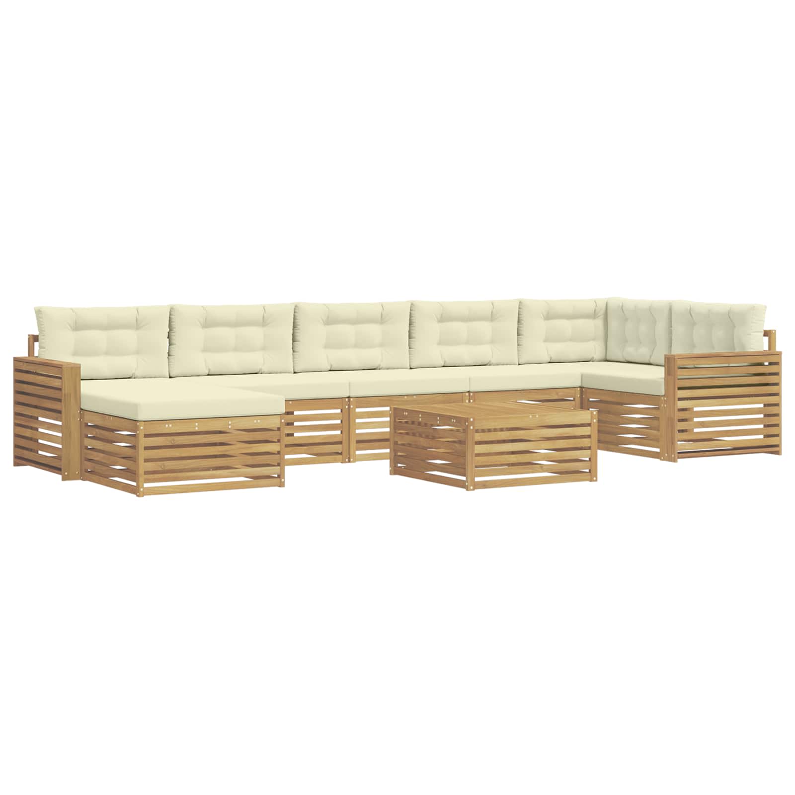 Zunanja garnitura za sedenje z blazino 8 pcs Bela in krem - slika 2